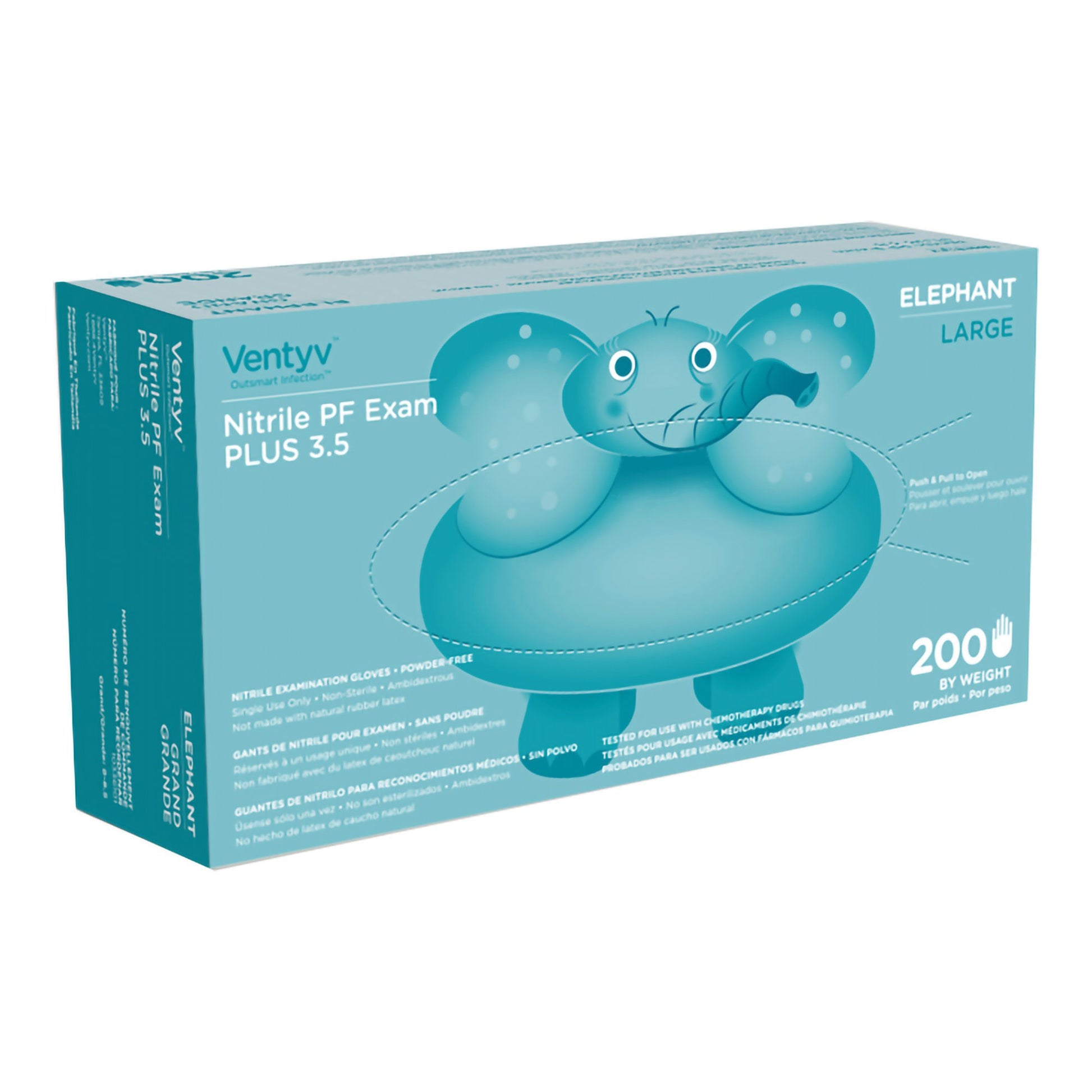 Ventyv™ Plus 3.5 Elephant Nitrile Exam Glove, Large, Violet, Sold As 200/Box Ventyv 10336101