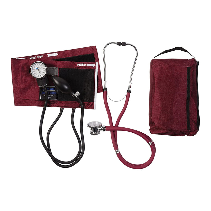 Mabis® Matchmates Aneroid Sphygmomanometer And Stethoscope Blood Pressure Kit, Burgundy, Sold As 1/Each Mabis 01-360-071