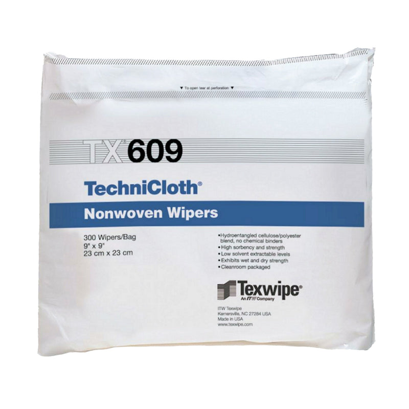 CLEANROOM WIPE TEXWIPE® TECHNICLOTH® ISO CLASS 6-7 WHITE NONSTERILE CELLULOSE   POLYESTER 9 X 9 INCH DISP, SOLD AS 300/PACK, FISHER 18315C