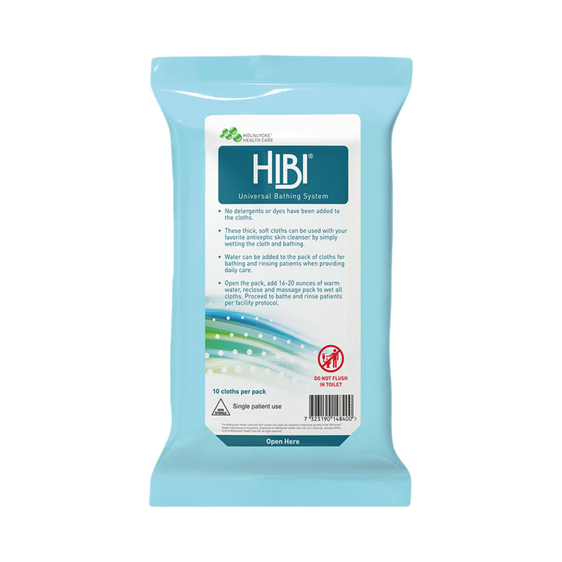 Hibi® Rinse-Free Bath Wipe, Unscented, Soft Pack, Sold As 10/Box Molnlycke 59910