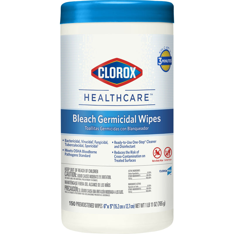 Clorox Healthcare® Surface Disinfectant Cleaner, 150 Wipes Per Canister, Sold As 6/Case The 30577