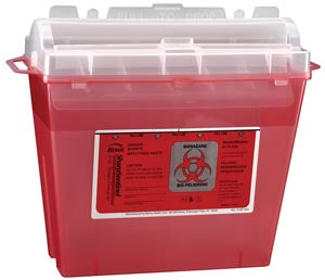 Bemis Sharps Containers. Sharpsentinel™ Sharps Container, 5 Qt, Translucent Red, Rotating Lid, 32/Cs. , Case