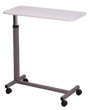 Brewer Overbed Table. Overbed Table, H Base, Gray Laminate Top, Gray Epoxy-Finished Base, Height: 26¾" - 43¼". , Each
