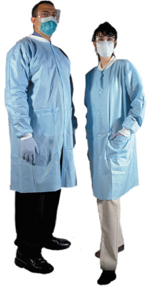 Amd Medicom Lab Coats. Lab Coat, Medium, Blue, 10/Bg, 5 Bg/Cs (50 Cs/Plt). Coat Lab Md Blu 10/Bg 5Bg/Cs, Case