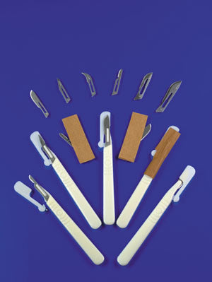 Exel Disposable Scalpels. Scalpel, Stainless Steel Blade, Size 15, 10/Bx, 10 Bx/Cs. Scalpel Disp 15 St Stainlesssteel 10/Bx 10Bx/Cs, Case
