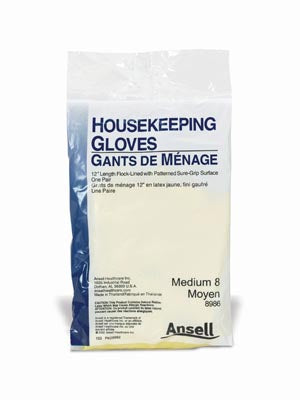 Ansell Housekeeping Gloves. Housekeeping Gloves, Small, 12" Length, 1 Pr/Pkg, 12 Pr/Bx, 12 Bx/Cs (Us Only). Glove Housekeeping Latex Sm12Pr/Bx 12Bx/Cs