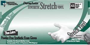 Innovative Dermassist® Stretch Vinyl Exam Gloves. Glove Vinyl Pf Dermassist Xgstretch 100/Bx 10Bx/Cs, Case