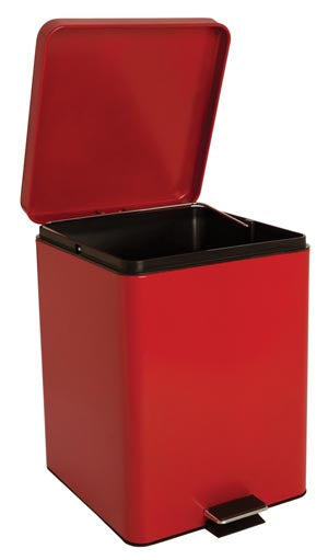 Brewer Steel Waste Cans. Waste Can, 20 Qt, Square, Red Enamel Finish. , Each