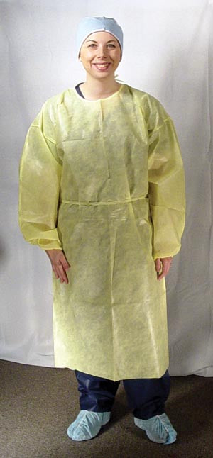 Dukal Isolation Gowns. Isolation Gown, Poly Coated, Impervious, Yellow, 10/Bg, 5 Bg/Cs (36 Cs/Plt) . Gown Isolation Yel Nsimpervious 10/Bg 5Bg/Cs, Cas