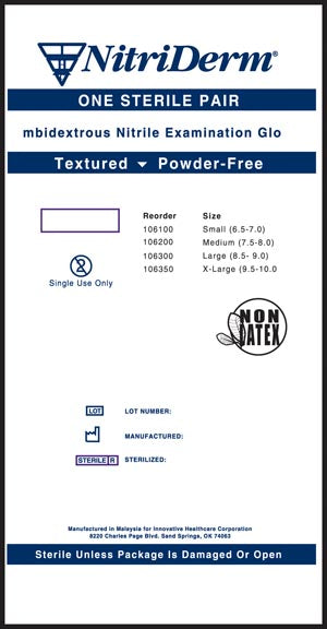 Innovative Nitriderm® Sterile Powder-Free Nitrile Exam Gloves. Glove Exam Pf St Nitrile Smlf Pairs 50/Bx 4Bx/Cs, Case