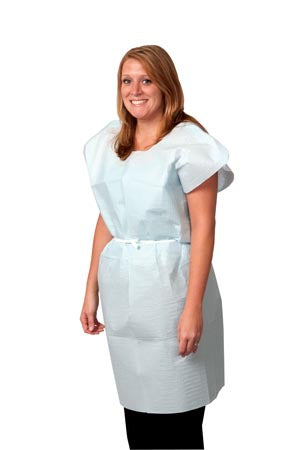 Pro Advantage® Exam Gown. Exam Gown, Tissue/ Poly/ Tissue, 30" X 42", Blue, Traditional Front/ Back Opening, 50/Cs (110 Cs/Plt). Pa Gown Exam Tpt 30X4