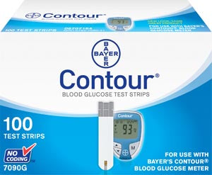 Ascensia Contour® Blood Glucose Monitoring System. Strips Test Blood Glucoseuse W/9545 Meters 100/Bx Nr, Box