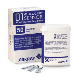 Arkray Glucocard® 01 Meter. Glucocard® Sensor Test Strips, 50 Count, Clia Waived (Minimum Expiry Lead Is 60 Days) (Us Only). Test Strip Glucocard 01 5