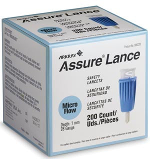 Arkray Assure® Lance Safety Lancets. Lance 28G Lt Blu 1Mm Depthassure 200/Bx, Box