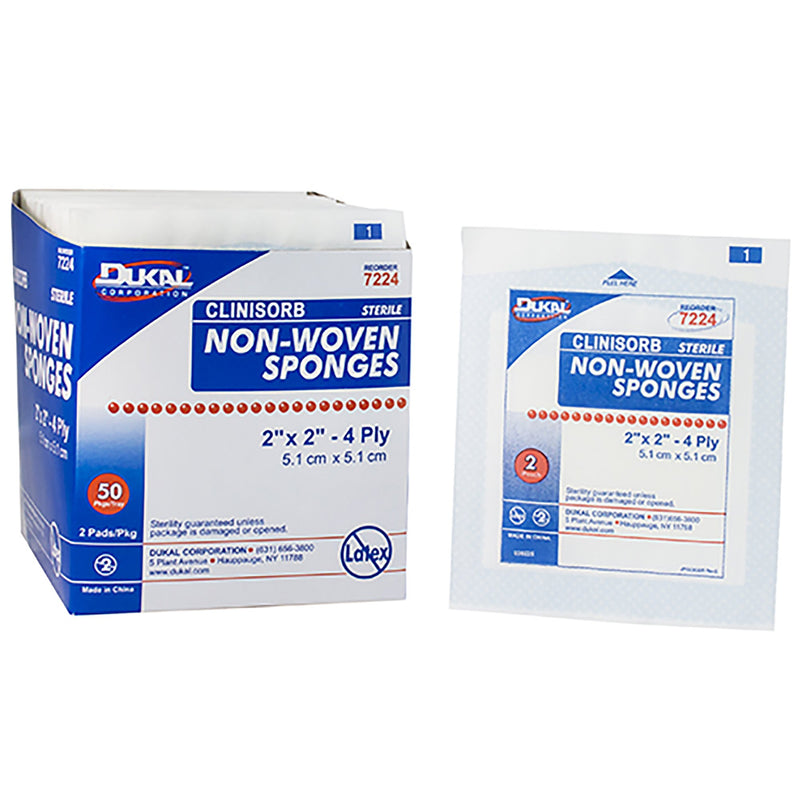 Clinisorb Sterile Nonwoven Sponge, 2 X 2 Inch, Sold As 1500/Case Dukal 7224
