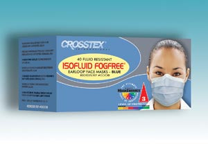 Crosstex Isofluid Fogfree® Earloop Mask. Mask Isofluid Fogfree Earloop Sapphire 40/Bx 10Bx/Ctn, Carton