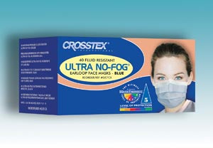 Crosstex Ultra No-Fog® Earloop Mask. Mask Ultra No Fog Earloopblu 40/Bx 10Bx/Ctn, Carton