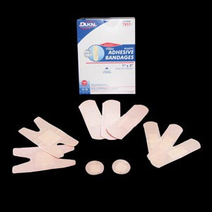 Dukal Adhesive Bandages. Bandage, Flexible Fabric Adhesive Strips, _" X 3", 100/Bx, 24 Bx/Cs. Bandage Adhesive Fab 3/4X3 Stflex Strip 100/Bx 24Bx/Cs, 