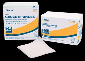 Dukal Basic Gauze Sponges. Gauze Sponge, 4" X 4", Non-Sterile, 8-Ply, 200/Bg, 20 Bg/Cs (48 Cs/Plt). Sponge Gauze 4X4 8Ply Ns200/Bg 20Bg/Cs, Case