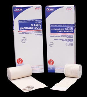 Dukal Elastic Bandage. Elastic Bandage Roll, 4" X 4.5Yd, Non-Sterile, Latex Free (Lf), 10/Bx, 5 Bx/Cs (72 Cs/Plt). Bandage Elas 4Ins4.5Yd Ns Lf10/Bx 5
