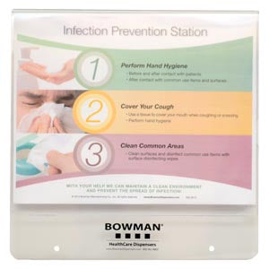 Bowman Accessories. Sign Holder, Horizontal, Holds 11"W X 8½"H Signs, Hardware Included For Mounting To Respiratory Hygiene Stations, Clear Petg Plast