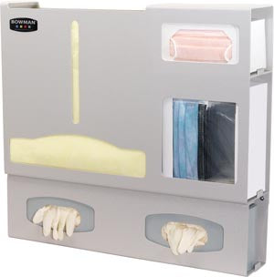 Bowman Protection Organizer. Protection Organizer, Holds A Variety Of Gowns, Two Boxes Of Gloves, One Box Of Face Mask & One Box Of Face Shields, Keyh
