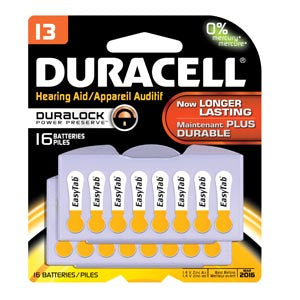 Duracell® Hearing Aid Battery. Battery, Zinc Air, Size 13, 16Pk, 6 Pk/Bx, 6 Bx/Cs (Upc