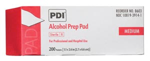 Pdi Alcohol Prep Pad. Alcohol Prep Pad, Medium, Sterile, 1.1” X 2.6”, Applicator 2” X 2”, 200/Bx, 20 Bx/Cs (56 Cs/Plt) (Us Only) (Products Cannot Be S