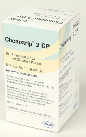 Roche Chemstrip® Urinalysis Products. Test Strips Chemstrip 2Protein/Glucose 100/Vial Nr, Each