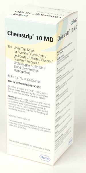 Roche Chemstrip® Urinalysis Products. Test Strips Urine 10 Mdchemstrip 100/Vial, Each