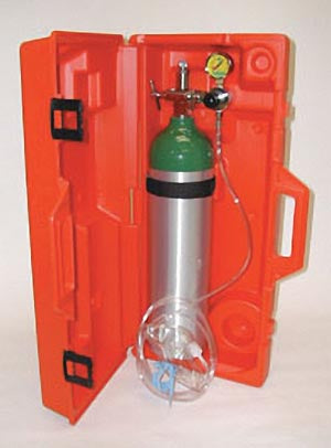 Mada Emergency Oxygen Unit. Emergency Oxygen Unit, 1502E Cylinder, 1441 Fixed Flow Regulator (6 Lpm), Mask & Tube, Carrying Case, Empty. , Each