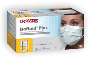 Crosstex Isofluid® Plus Earloop Mask. Mask Isofluid Plus Earloopblu 50/Bx 10Bx/Ctn, Carton