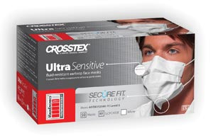 Crosstex Securefit Ultra Sensitive Earloop Mask. Mask Face Earloop Sensitivewht 50/Bx 10Bx/Ctn, Carton