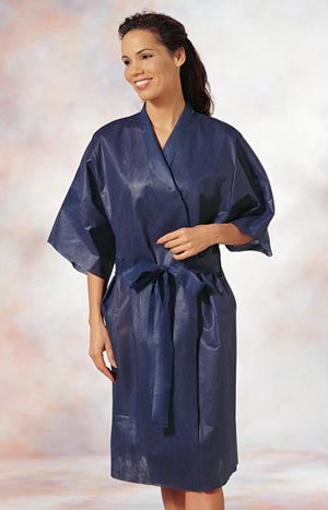 Encompass Patient Robe. Patient Robe, Limited Use, Kimono Style, 44"L, Small/ Medium, Dark Blue, 25/Cs. , Case