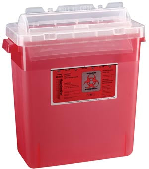 Bemis Sharps Containers. Sharps Container, 3 Gal, Rotating Lid, Translucent Red, 12/Cs. , Case