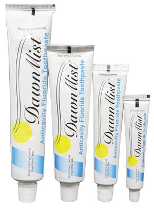Dukal Dawnmist Toothpaste. Gel Toothpaste, White, Fluoride, 0.6 Oz Tube, 144/Bx, 5 Bx/Cs (Not Available For Sale Into Canada). Toothpaste Gel Fluoride