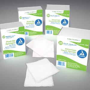 Dynarex Post-Op Sponges. Post-Op Sponge, 4" X 4", 4-Ply, Non-Woven, 2/Pch, 25 Pch/Tray, 24 Trays/Cs (Products Cannot Be Sold On Amazon.Com Or Any Othe