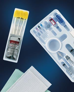 Avanos Universal Block Tray. Tray Includes: Povidone Iodine, 18G X 1½", 25G X 1½" Needle, (3) Prep Stick, 3Cc, 5Cc, 7Cc, 10Cc Plastic Syringe L/L, 17"