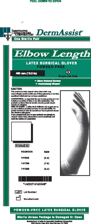 Innovative Dermassist® Elbow Length Powder-Free Latex Surgical Gloves. Glove Latex Surgical Elbow Pfsz 7.5 25Pr/Bx 4Bx/Cs, Case