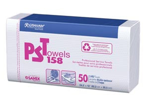 Graham Medical Dental Towels. Pst 158 Towel, Huck Finish, 2-Ply, 12" X 24½", White, 500/Cs. Towel Pst Huck 2Ply Wht12X24.5 500/Cs, Case