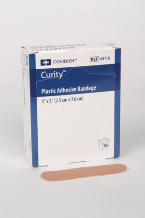 Cardinal Health Curity™ Plastic Adhesive Bandages. Bandage Plastic 1X3 50/Bx72Bx/Cs, Case