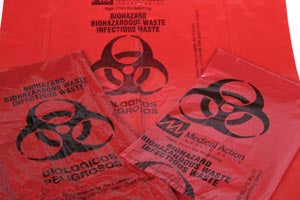 Medegen Biohazardous Waste Bags. Bag Biohazard 1.5Mil 23X237-10 Gal Red/Blk 100/Bx 4Bx/C, Case