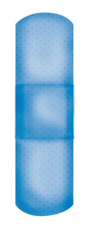 Dukal Nutramax Blue Metal Detectable Adhesive Bandages. Bandage X-Ray Blu Metal 3Fingertip Flexible 1400/Cs, Case