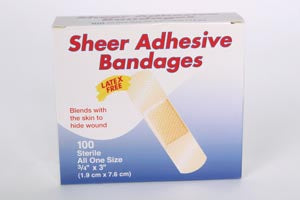 Dukal Nutramax Economy Adhesive Bandages. Bandage Sheer 3/4X3 Lf100/Bx 12Bx/Cs, Case