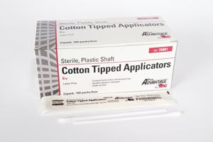 Pro Advantage® Applicator. Cotton-Tipped Applicator, 6" X 1/10", Plastic Shaft, Sterile, 2/Pk, 100 Pk/Bx, 10 Bx/Cs. Pa Applicator Cotton 6 St Plas2/Pk
