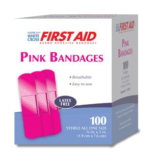 Dukal Nutramax First Aid® Adhesive Bandages. Bandage .75X3 Adhesive Pink100/Bx 12Bx/Cs, Case