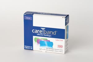 Aso Careband™ Plastic Adhesive Strip Bandages. Bandage Adh Plastic Neon Strip3/4X3 100/Bx 12Bx/Cs, Case