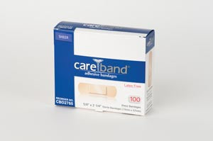 Aso Careband™ Sheer Adhesive Strip Bandages. Bandage Sheer Strips 5/8X2.25 100/Bx 24Bx/Cs, Case