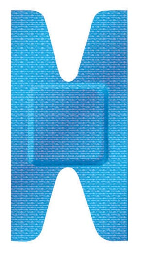 Dukal Nutramax Blue Metal Detectable Adhesive Bandages. Bandage X-Ray Blu Metal 3St 100/Bx 36Bx/Cs, Case