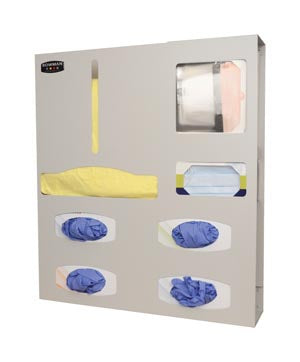 Bowman Protection Organizer. Protection Organizer, All Aluminum, Quad Glove, Holds A Variety Of Gowns, Four Boxes Of Gloves, One Box Of Face Masks & (